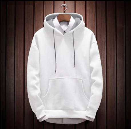 Wafaa Men's Cotton Plain Hooded Neck Full Zipper Sweatshirt Hoodies with Kangaroo Pocket