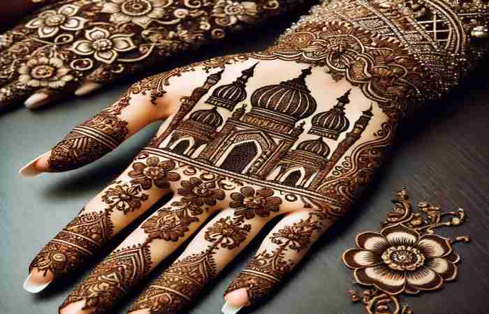 1. Mughal-Inspired Mehndi Design